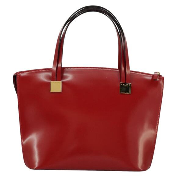CELINE Hand Bag Patent Leather Red Gold - Picture 3 of 13